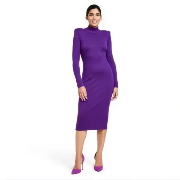 SERGIO HUDSON x Target Purple Strong Shoulder Sweater Midi Dress 1X - Picture 6 of 6